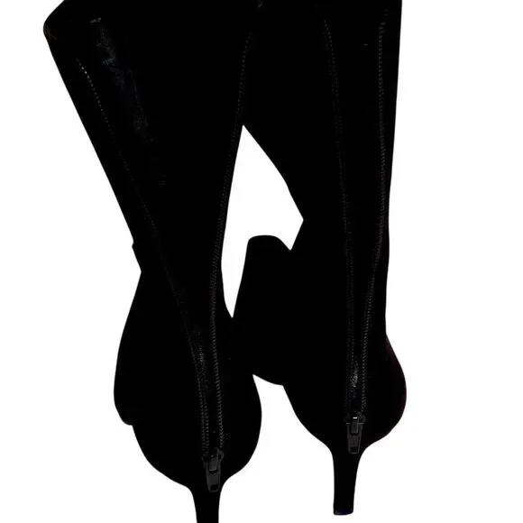 Stuart Weitzman Empire Black Suede Mid Calf High Heel Boots Sz 10 - Picture 5 of 12
